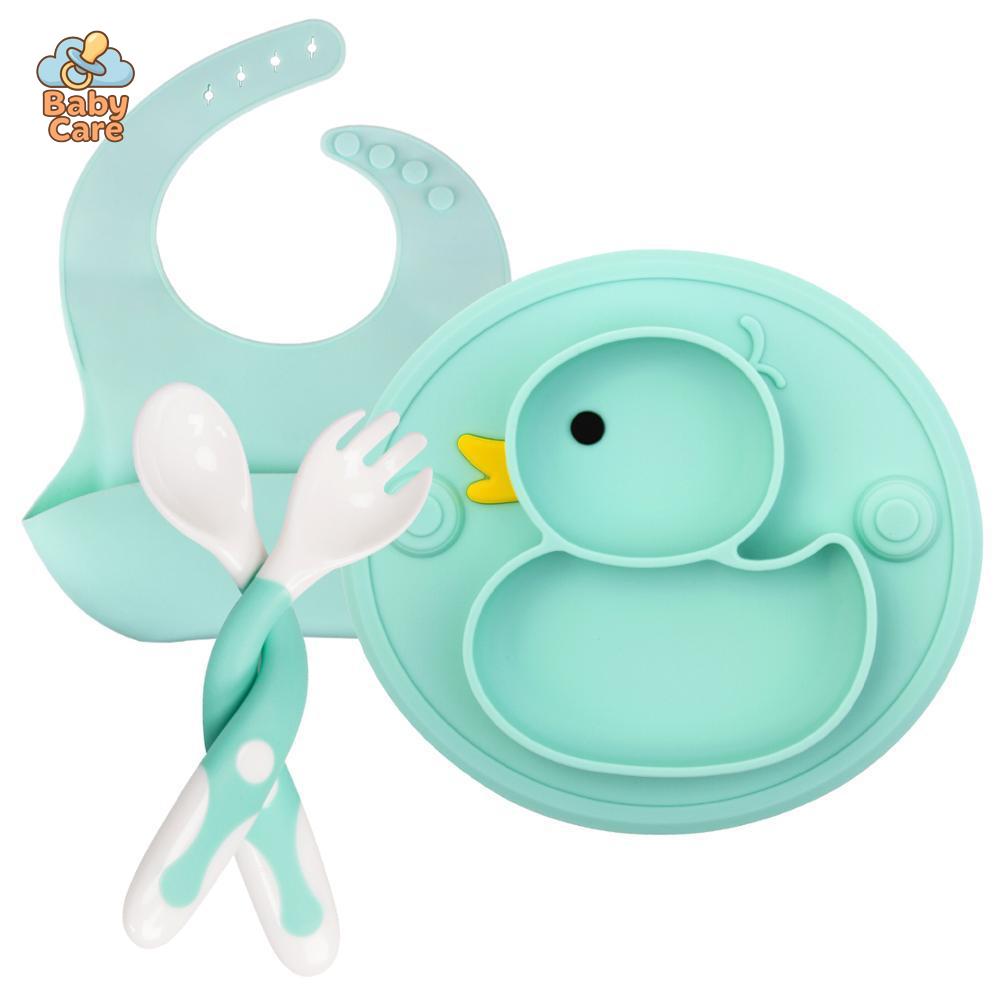 Coffret Repas Bébé en Silicone Canard | Baby Care