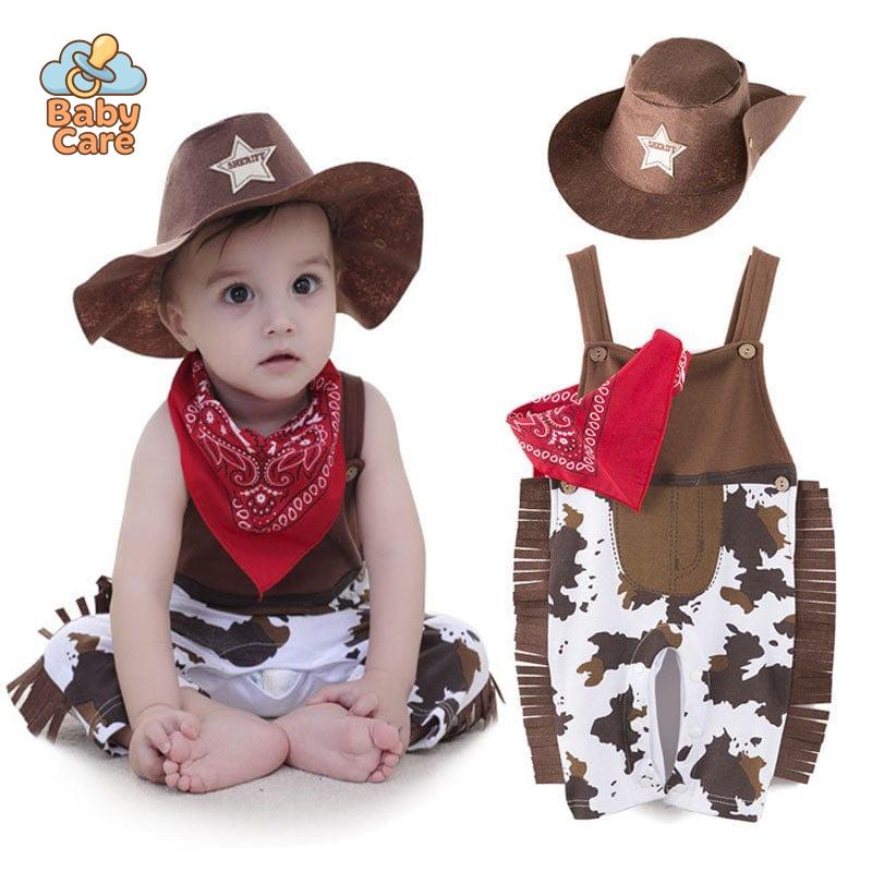 Déguisement cowboy bébé fille et garçon 3 pièces