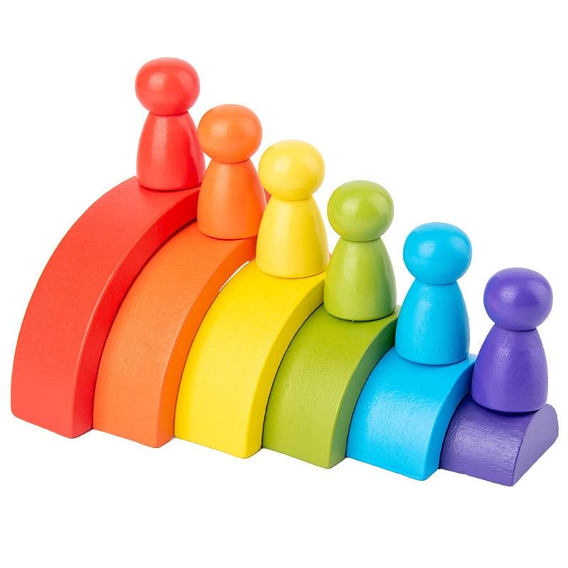 Blocs à Empiler Montessori Arc-en-Ciel | Baby Care