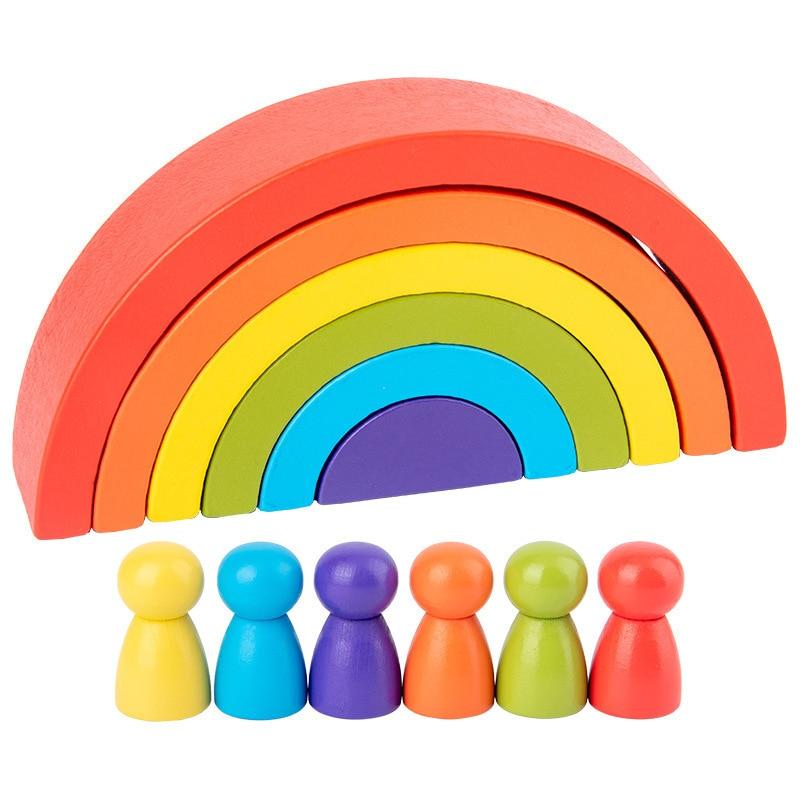 Blocs à Empiler Montessori Arc-en-Ciel | Baby Care