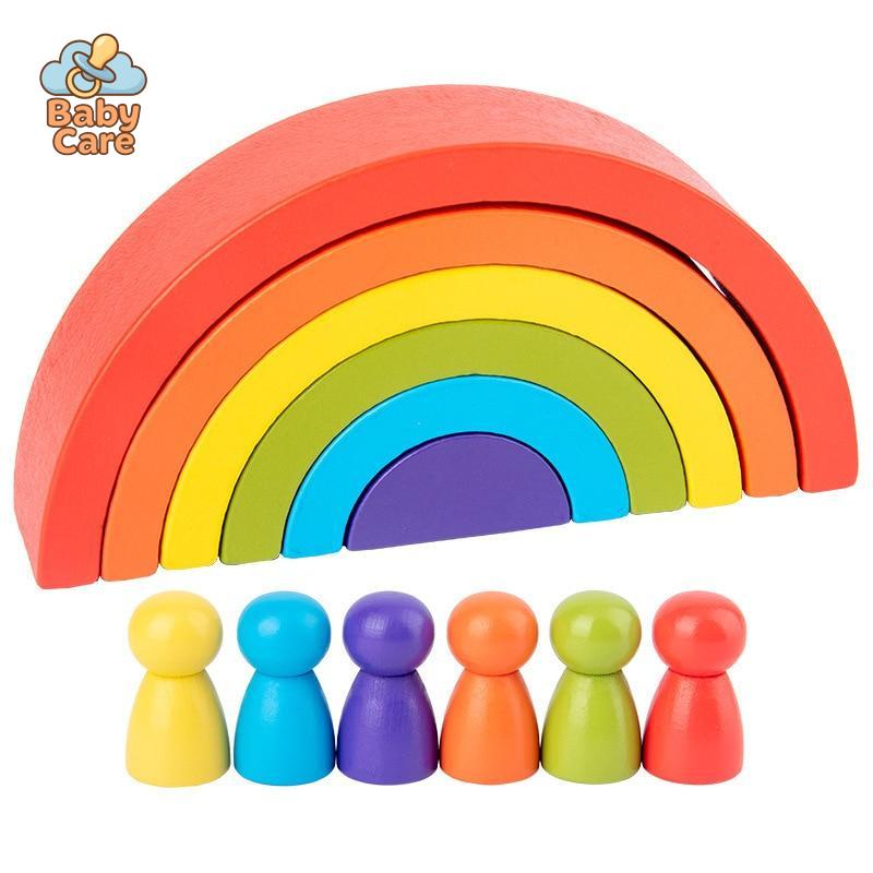 Blocs à Empiler Montessori Arc-en-Ciel | Baby Care