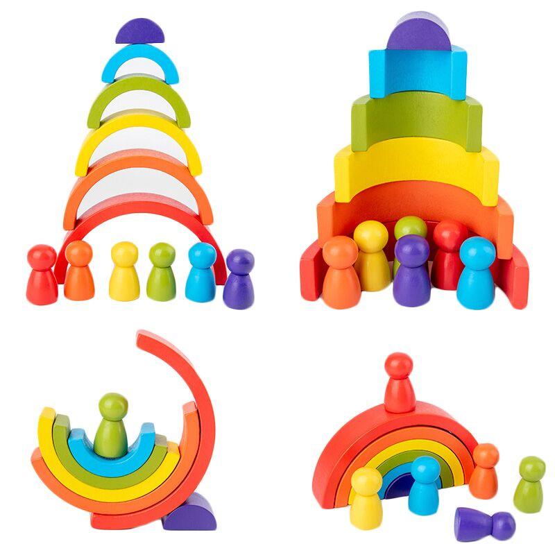 Blocs à Empiler Montessori Arc-en-Ciel | Baby Care