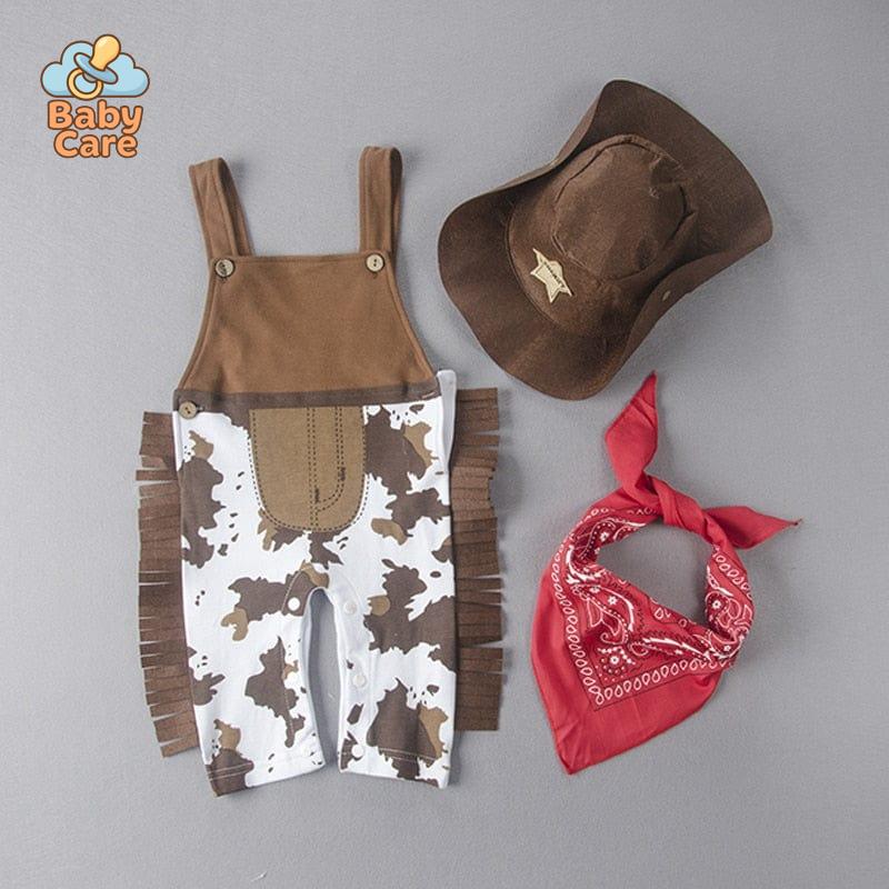 Déguisement cowboy bébé fille et garçon 3 pièces