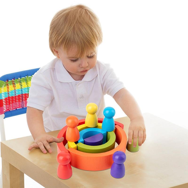 Blocs à Empiler Montessori Arc-en-Ciel | Baby Care