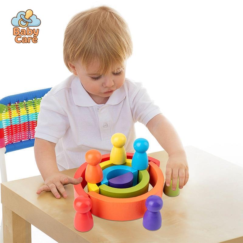 Blocs à Empiler Montessori Arc-en-Ciel | Baby Care