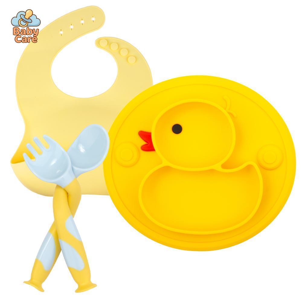 Coffret Repas Bébé en Silicone Canard | Baby Care