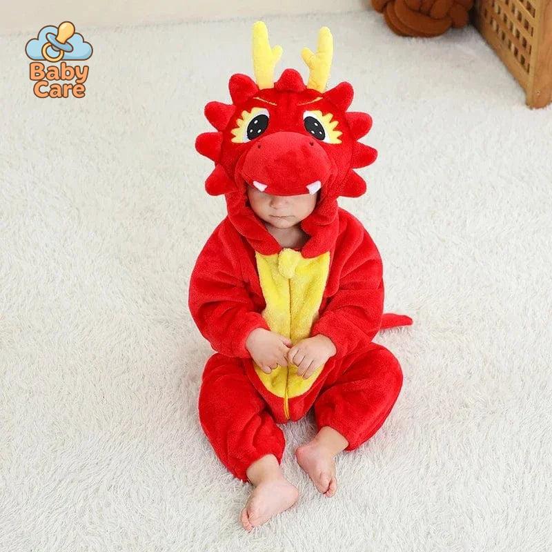 Déguisement dinosaure Bébé Dragon Rouge Flanelle Douce