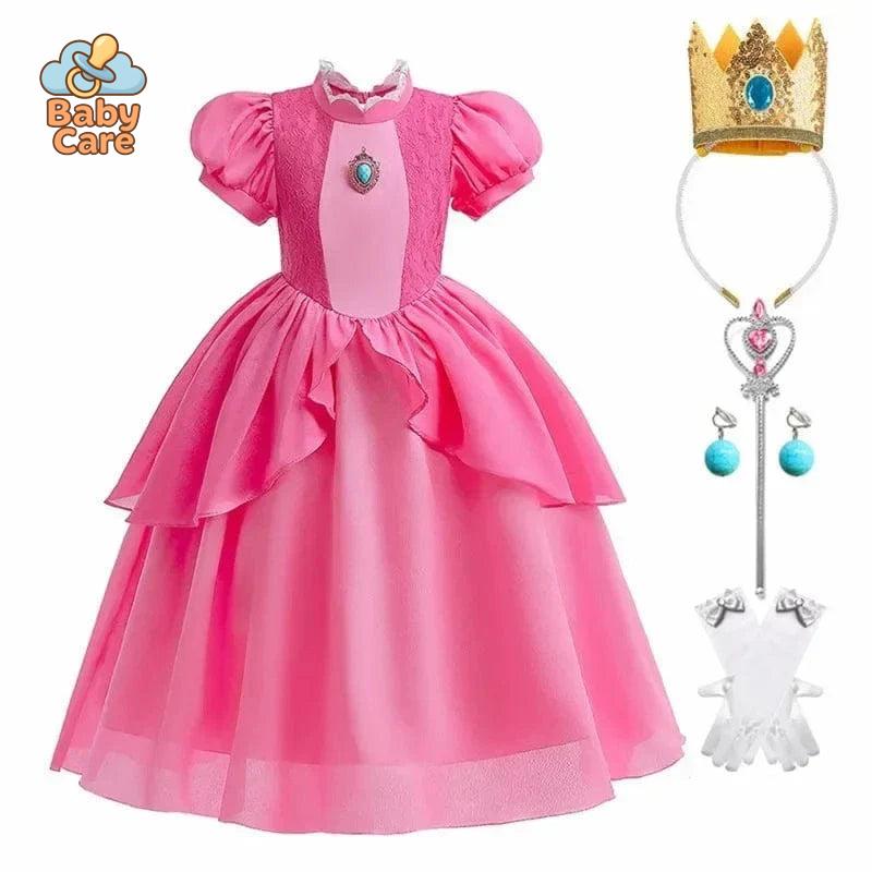 Déguisement Princesse Peach Rose Enfant Cosplay