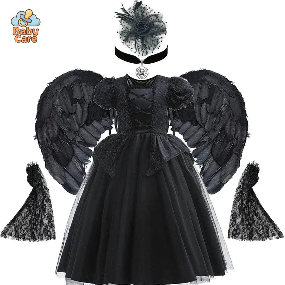 Déguisement de Sorcière Enfant Noir Dentelle Luxe