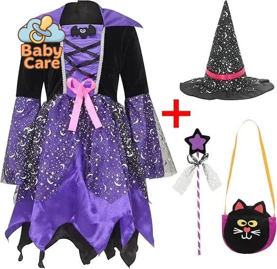 Costume de Sorcière Multicolore Enfant avec Chapeau