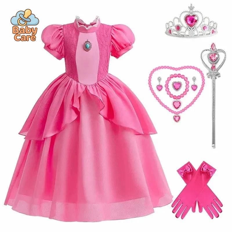 Déguisement Princesse Peach Rose Enfant Cosplay