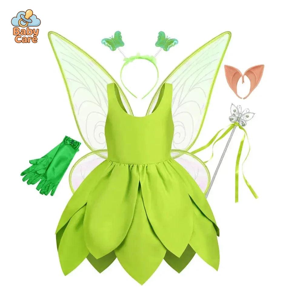 Déguisement fée Clochette Robe Verte Féérique Enfant