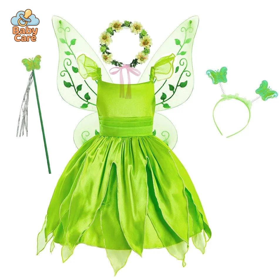 Déguisement fée Princesse Verte Ailée Enfant