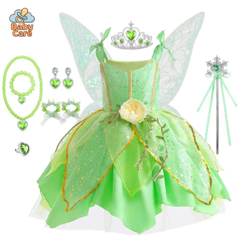 Déguisement fée Princesse Verte Ailée Enfant