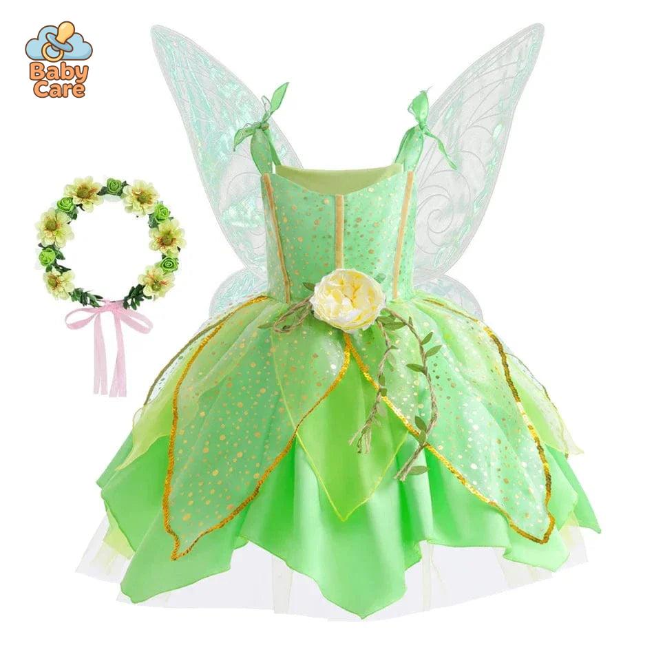 Déguisement fée Princesse Verte Ailée Enfant