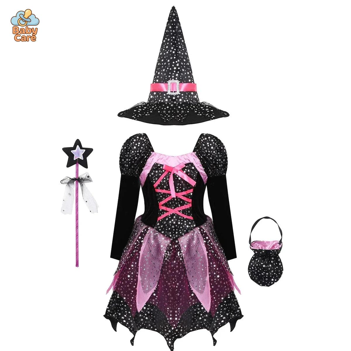 Costume de Sorcière Multicolore Enfant avec Chapeau