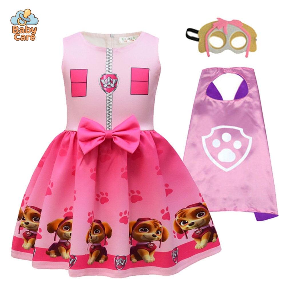 Déguisement robe pat patrouille fille avec cape et masque