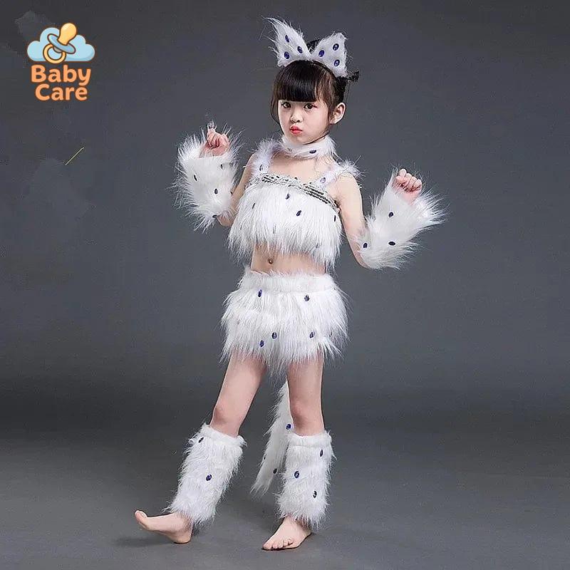 Déguisement Chat Blanc Fille Danse Cosplay