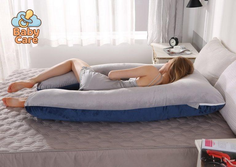 Grand Coussin de Grossesse Bleu-Gris