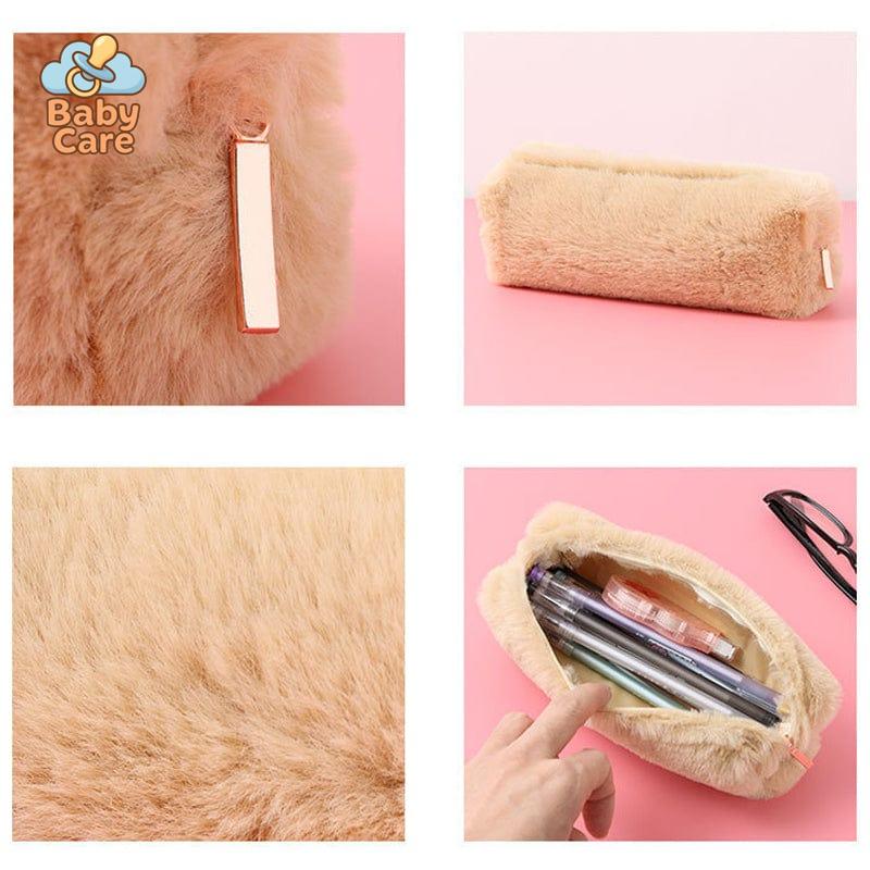 Trousse kawaii colorée en peluche