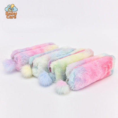 Trousse kawaii colorée en peluche