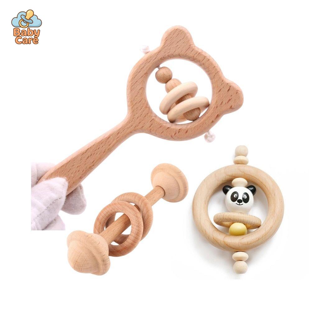 Coffret Jeux en Bois 3 Pièces avec Hochet