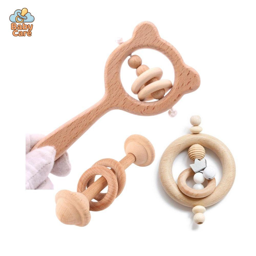 Coffret Jeux en Bois 3 Pièces avec Hochet