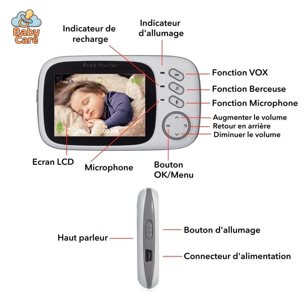 Babyphone : Moniteur bébé avec Ecran Portable à Vision Nocturne