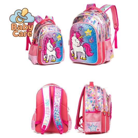 Cartable licorne sequin avec trousse