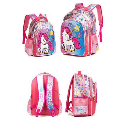 Cartable licorne sequin avec trousse