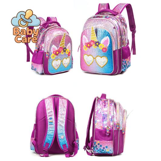 Cartable licorne sequin avec trousse