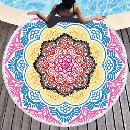 serviette de plage ronde<br> mandala multicolore