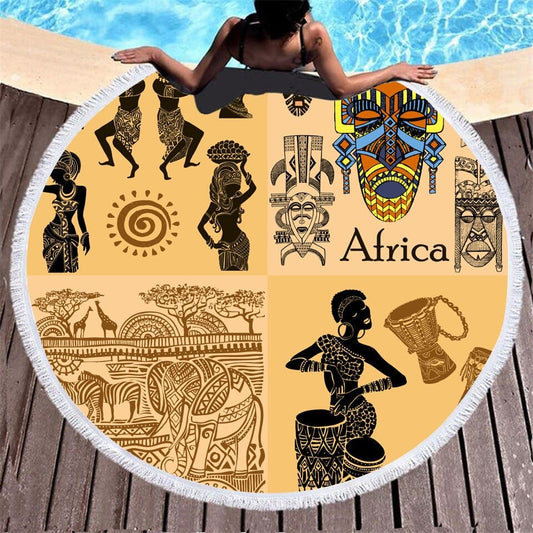 Serviette de plage<br> ronde en Afrique