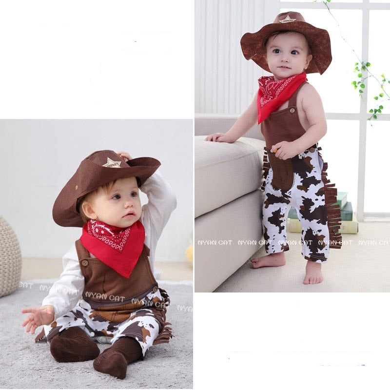 Déguisement cowboy bébé fille et garçon 3 pièces