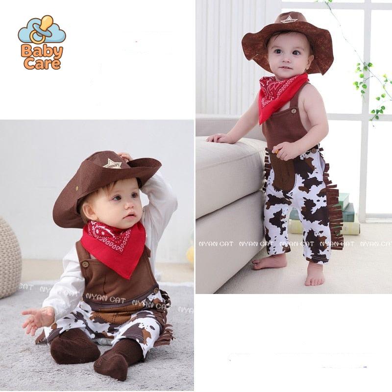 Déguisement cowboy bébé fille et garçon 3 pièces