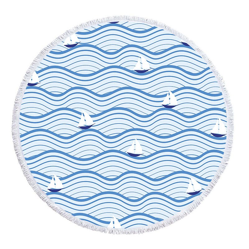 Serviette de plage ronde<br> vagues reposantes