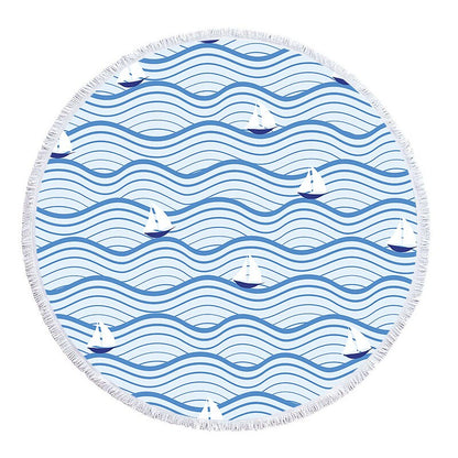 Serviette de plage ronde<br> vagues reposantes