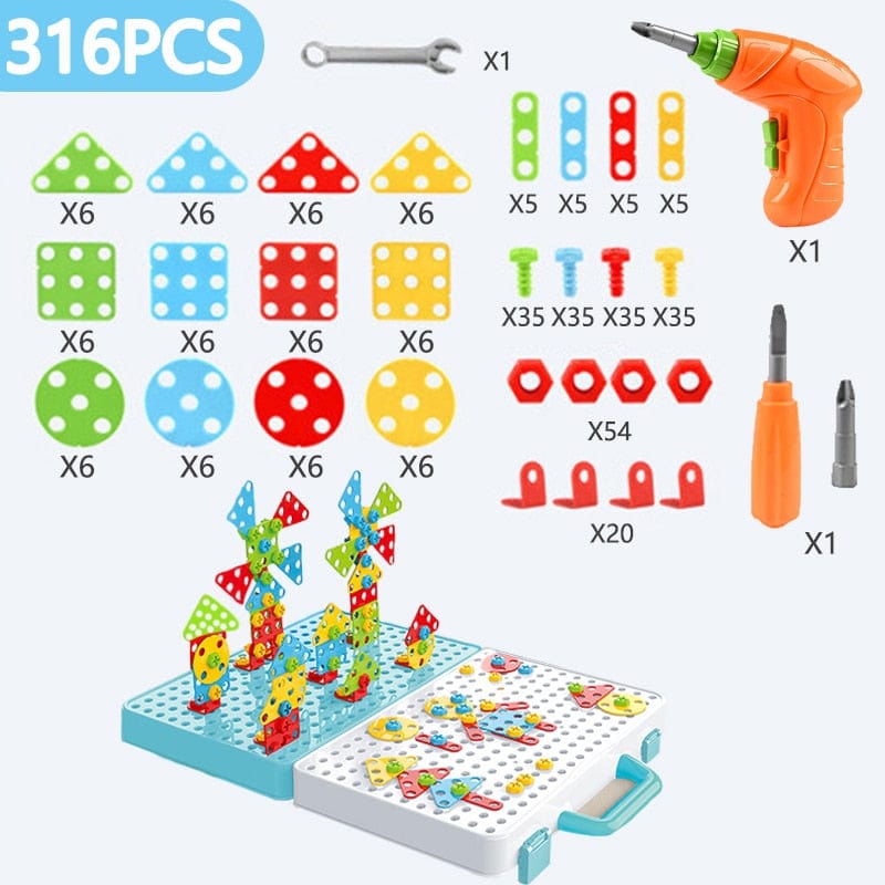 Jeu de construction électrique à visser 3D pour enfants