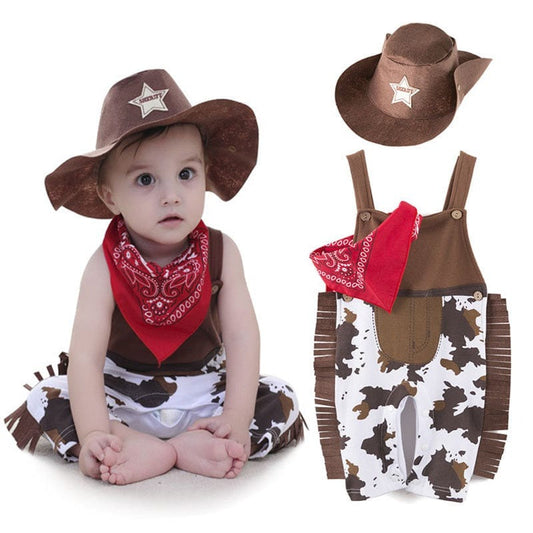 Déguisement cowboy bébé fille et garçon 3 pièces