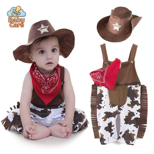 Déguisement cowboy bébé fille et garçon 3 pièces