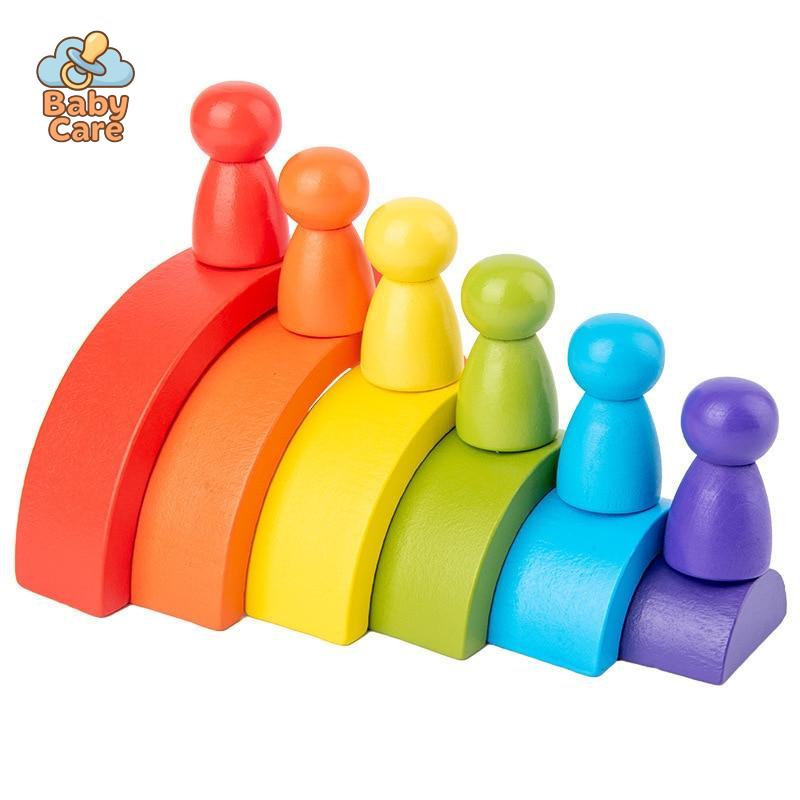Blocs à Empiler Montessori Arc-en-Ciel | Baby Care