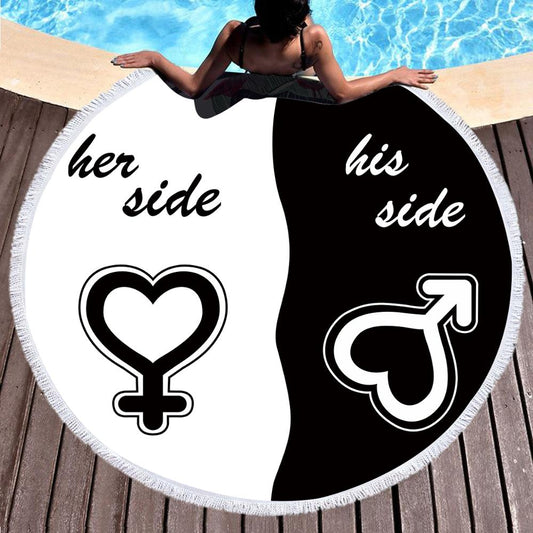 Serviette de plage ronde<br> en couple