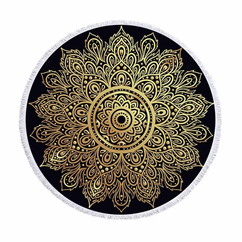 Serviette de plage ronde<br> mandala doré