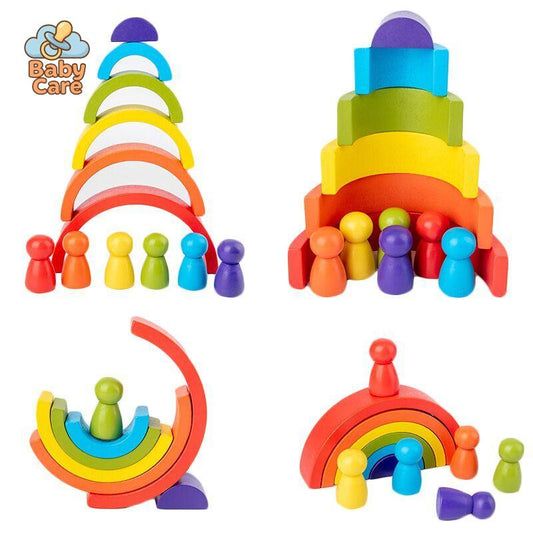 Blocs à Empiler Montessori Arc-en-Ciel | Baby Care
