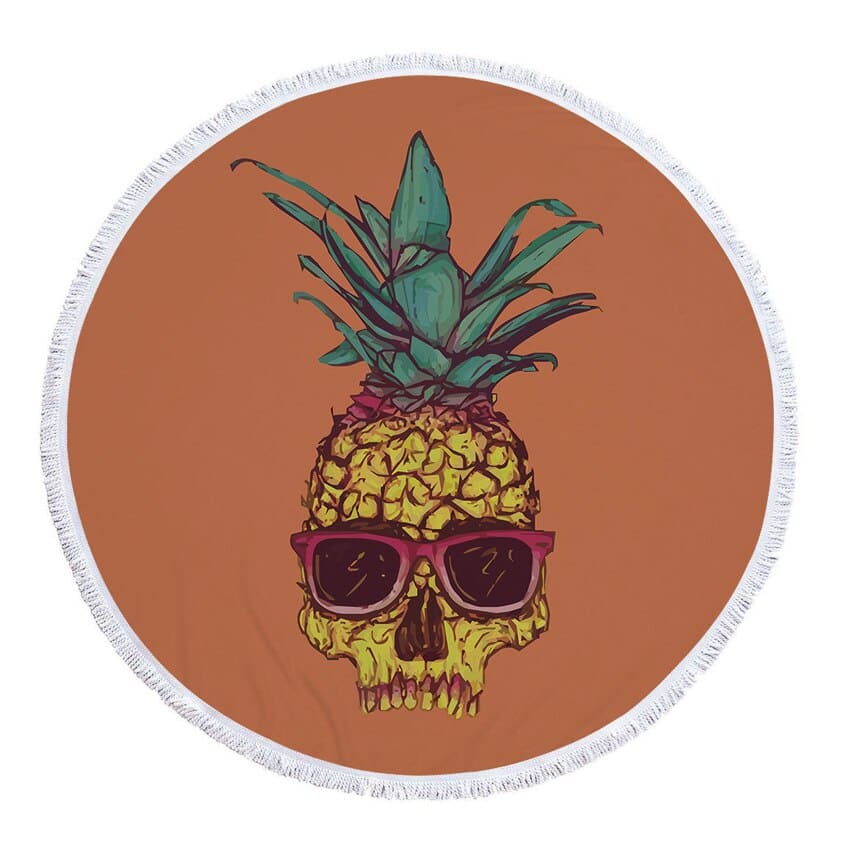 Serviette de plage ronde<br> ananas insolite