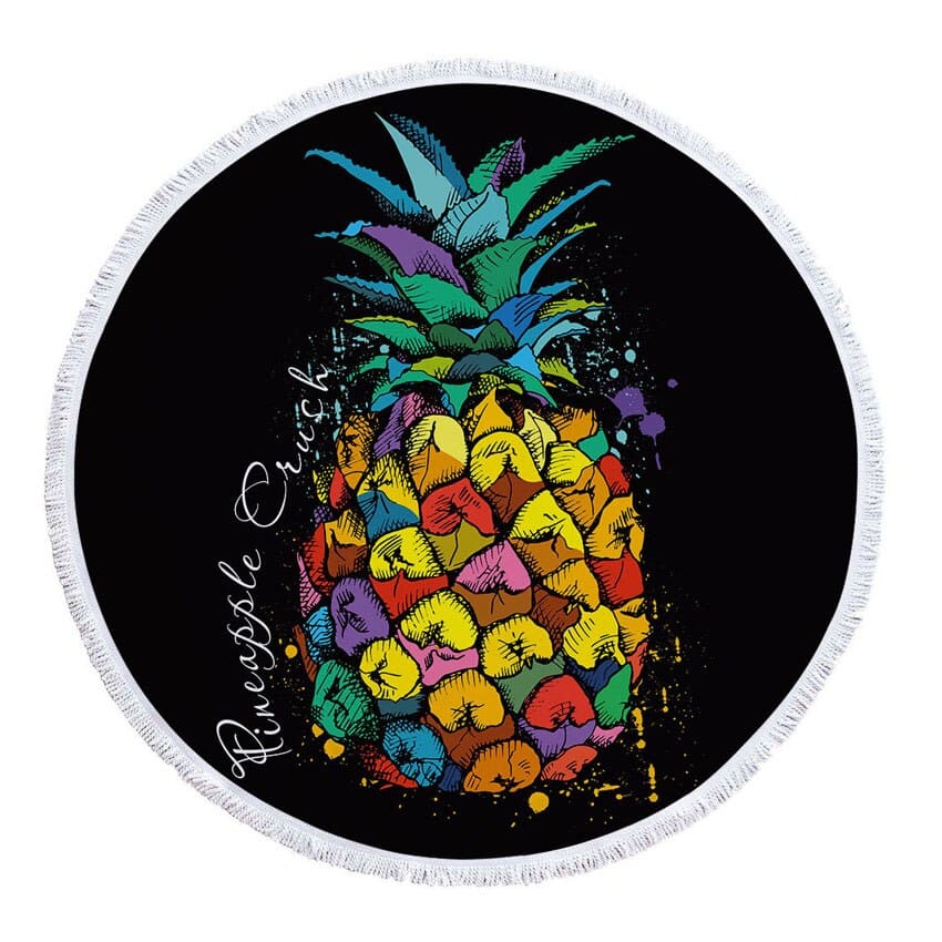 Serviette de plage ronde<br> ananas insolite