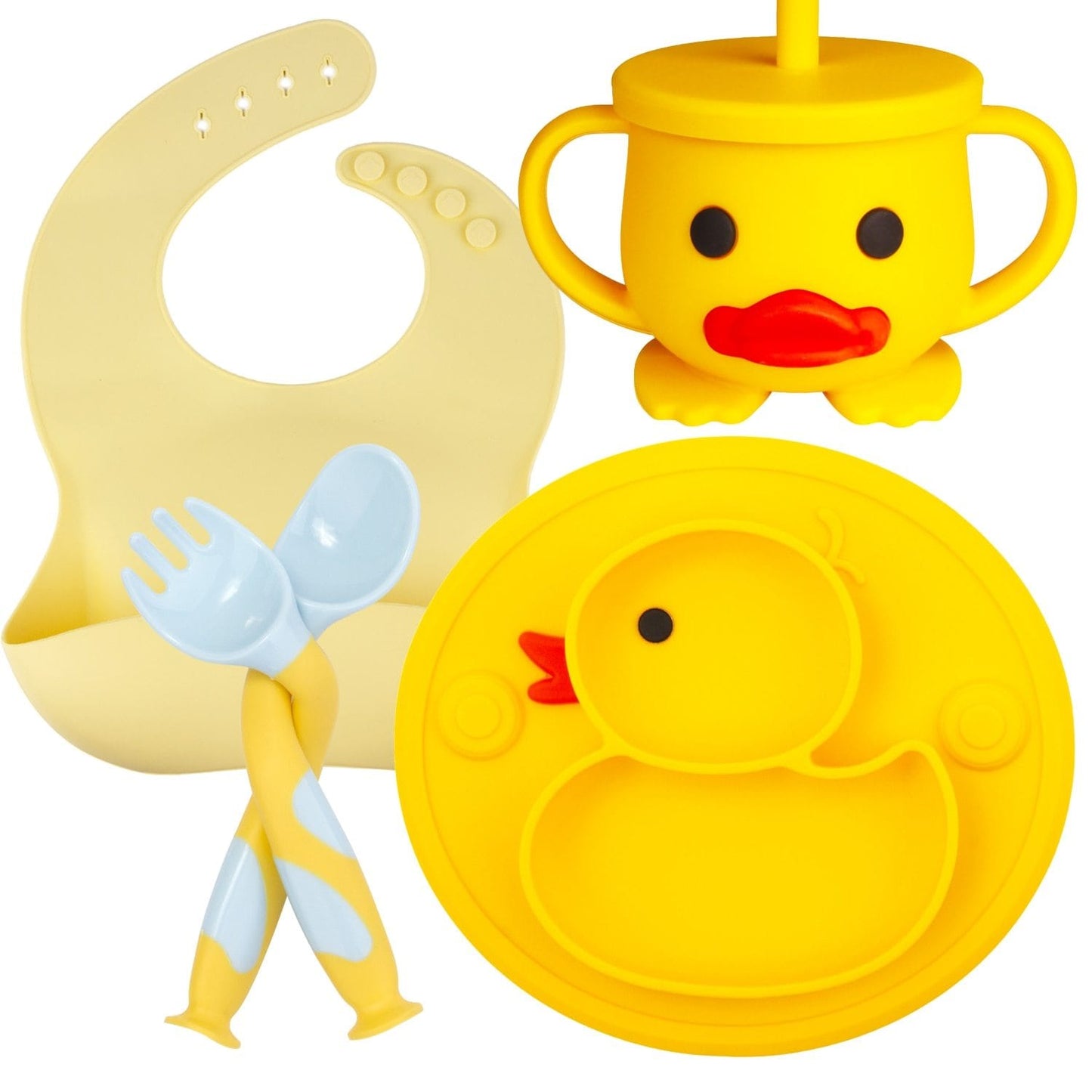 Coffret Repas Bébé en Silicone Canard | Bébé Filou