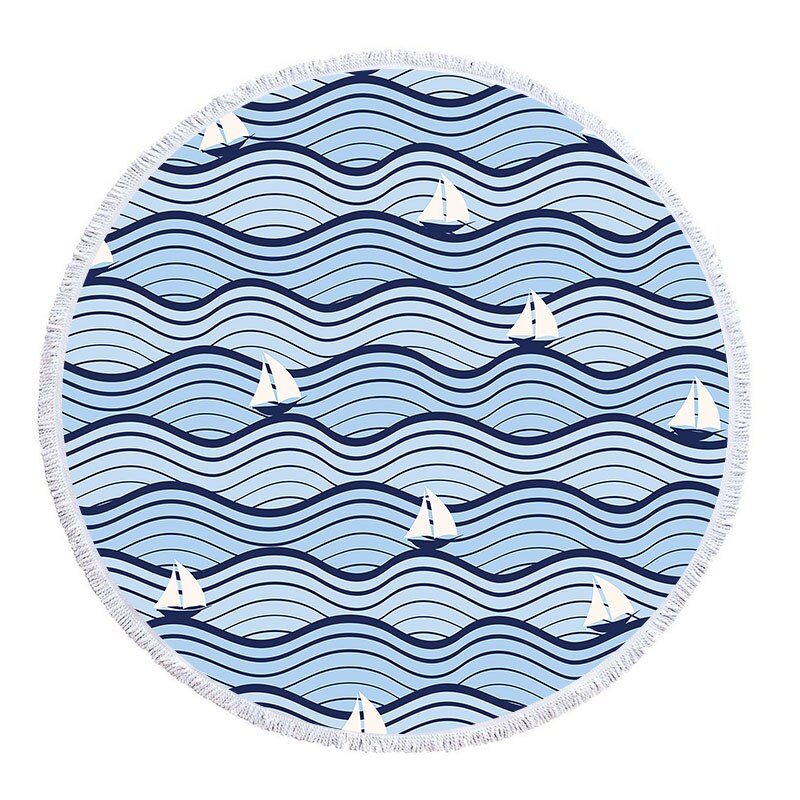 Serviette de plage ronde<br> vagues reposantes