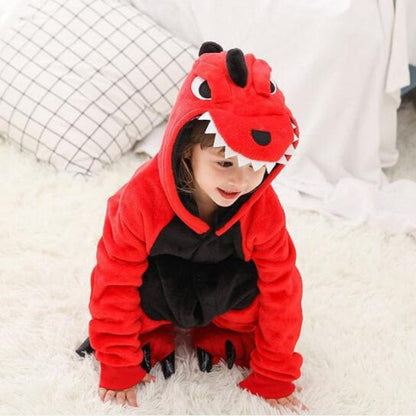 Déguisement Dinosaure Enfant Kigurumi Rouge Chaud