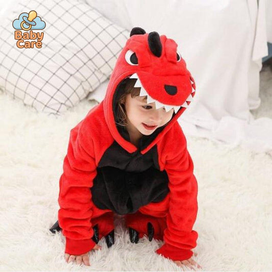 Déguisement Dinosaure Enfant Kigurumi Rouge Chaud
